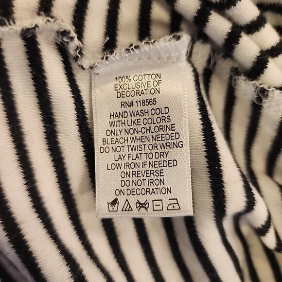 Quacker Factory Women's 3/4 Sleeve Knit Top Black White Striped Bees Size 3X - Picture 8 of 9